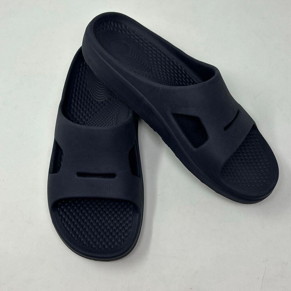 Spenco Revitalign Mens Fusion Slides Sz 9 Blue Recovery Molded Footbed Orthotic